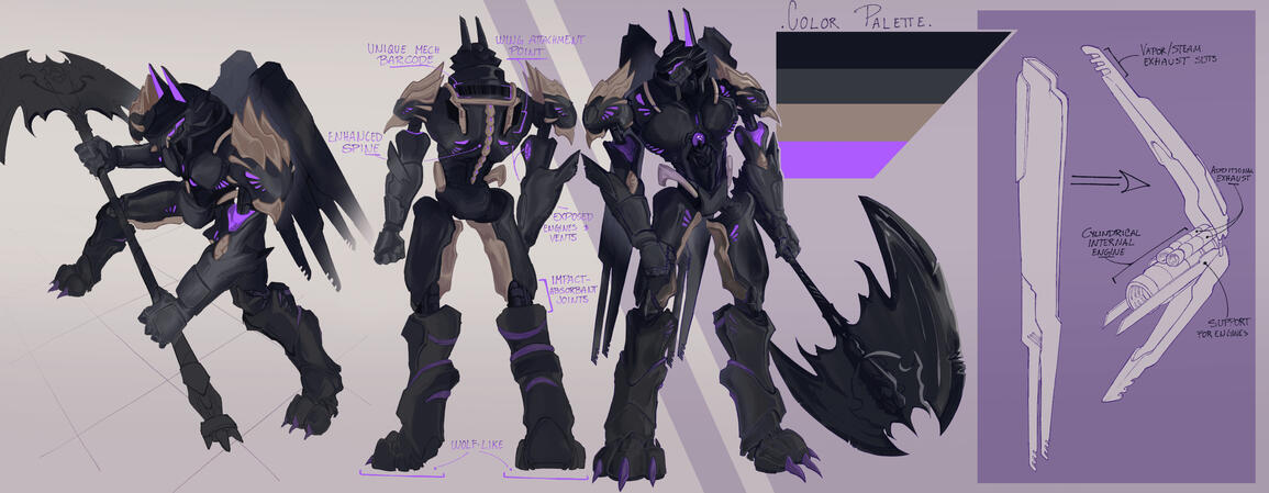 Byakuei - Mech ref sheet (commission)